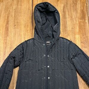 Zara Kids Black Puffer Jacket with Hood